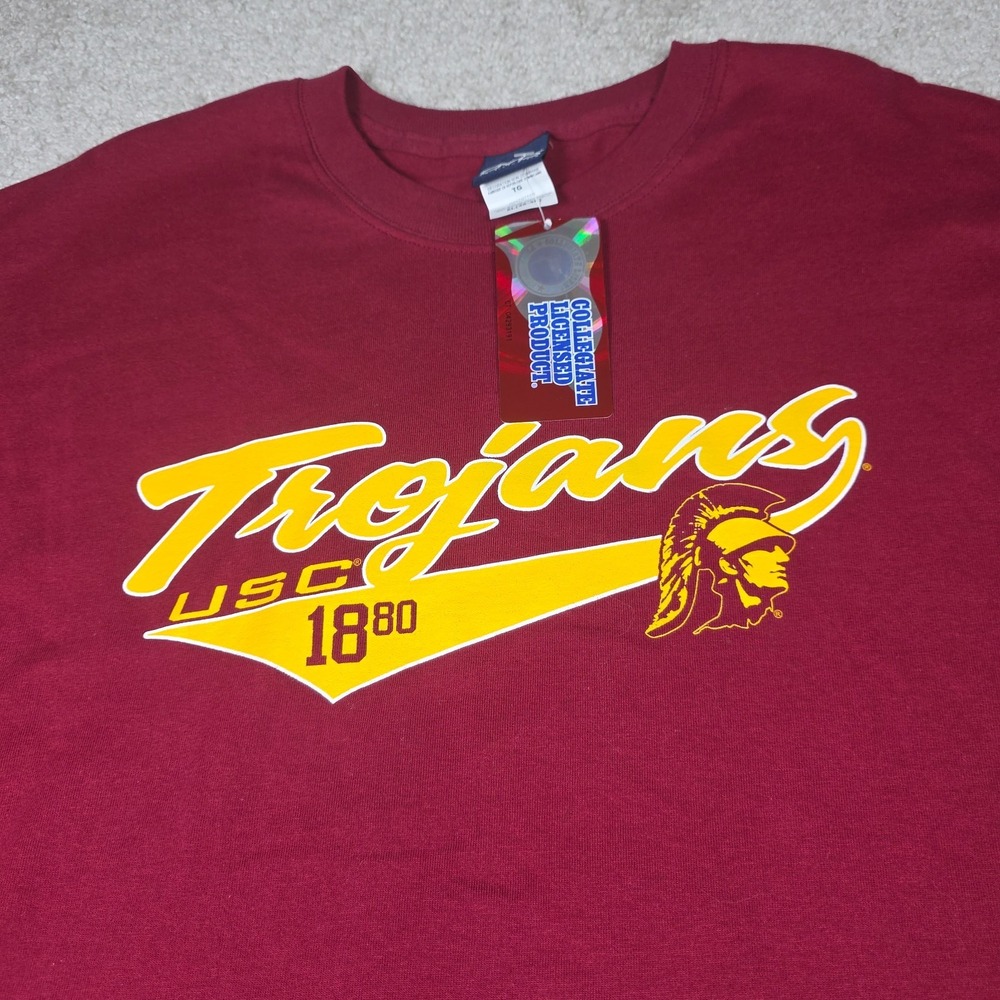 Old Varsity Brand USC Trojans T-Shirt Mens XL Maroon Short Slv Graphic Tee NCAA